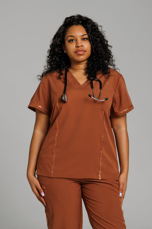 Medical Scrub Female  coffee brown